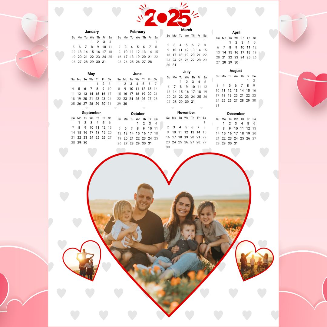 A4 Size Calendar Fridge Magnet - Valentine's Day Classic Canvas NetCanvas 